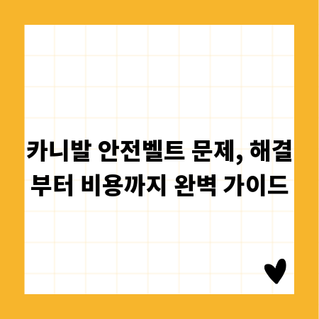 카니발 안전벨트 문제, 해결부터 비용까지 완벽 가이드