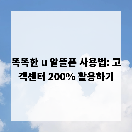 똑똑한 u 알뜰폰 사용법: 고객센터 200% 활용하기