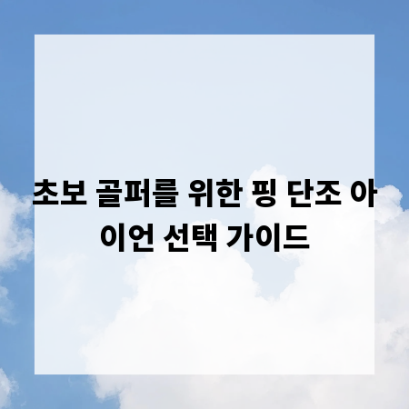 초보 골퍼를 위한 핑 단조 아이언 선택 가이드