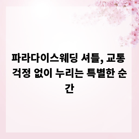 파라다이스웨딩 셔틀, 교통 걱정 없이 누리는 특별한 순간