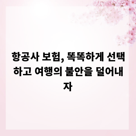 항공사 보험, 똑똑하게 선택하고 여행의 불안을 덜어내자