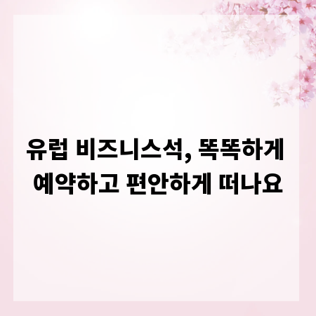 유럽 비즈니스석, 똑똑하게 예약하고 편안하게 떠나요