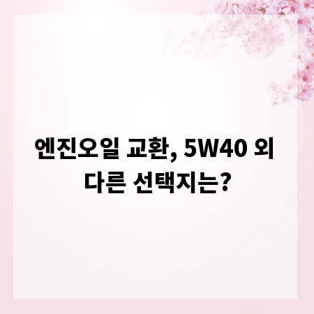 엔진오일 교환, 5W40 외 다른 선택지는?