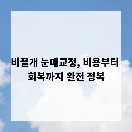 비절개 눈매교정, 비용부터 회복까지 완전 정복