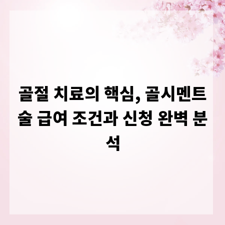 골절 치료의 핵심, 골시멘트술 급여 조건과 신청 완벽 분석
