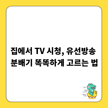 집에서 TV 시청, 유선방송 분배기 똑똑하게 고르는 법