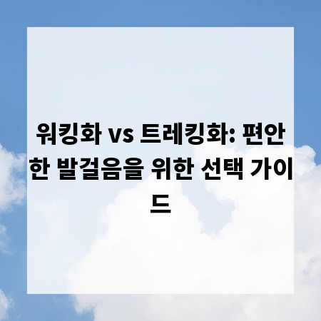워킹화 vs 트레킹화: 편안한 발걸음을 위한 선택 가이드