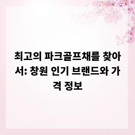 최고의 파크골프채를 찾아서: 창원 인기 브랜드와 가격 정보