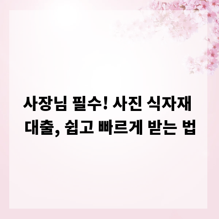 사장님 필수! 사진 식자재 대출, 쉽고 빠르게 받는 법