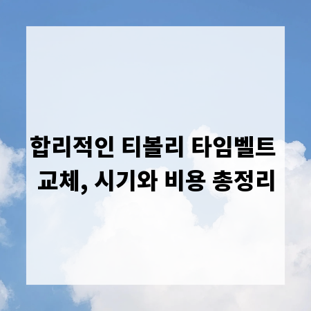 합리적인 티볼리 타임벨트 교체, 시기와 비용 총정리