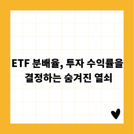 ETF 분배율, 투자 수익률을 결정하는 숨겨진 열쇠