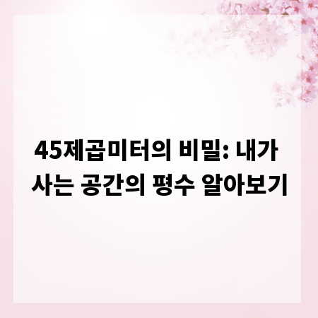45제곱미터의 비밀: 내가 사는 공간의 평수 알아보기