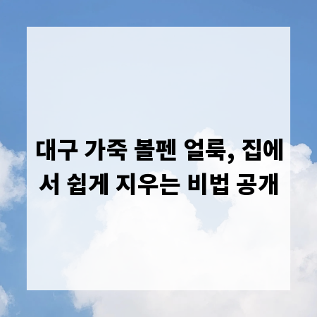 대구 가죽 볼펜 얼룩, 집에서 쉽게 지우는 비법 공개