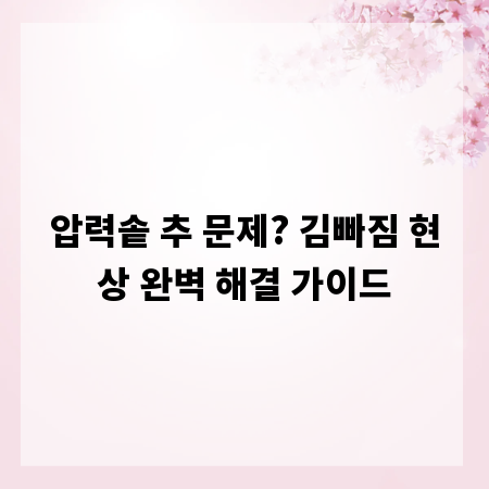 압력솥 추 문제? 김빠짐 현상 완벽 해결 가이드