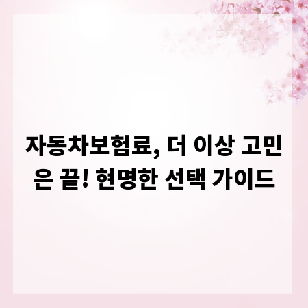 자동차보험료, 더 이상 고민은 끝! 현명한 선택 가이드