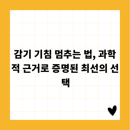 감기 기침 멈추는 법, 과학적 근거로 증명된 최선의 선택