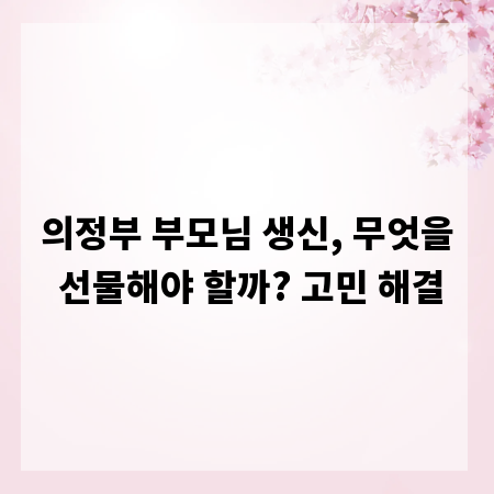 의정부 부모님 생신, 무엇을 선물해야 할까? 고민 해결