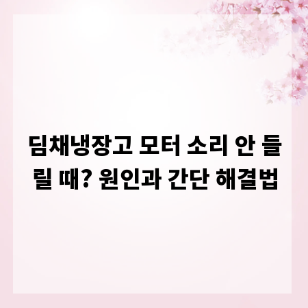 딤채냉장고 모터 소리 안 들릴 때? 원인과 간단 해결법