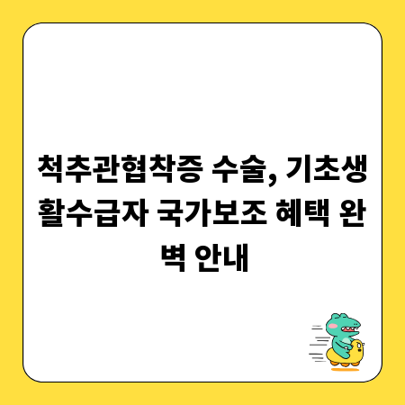 척추관협착증 수술, 기초생활수급자 국가보조 혜택 완벽 안내