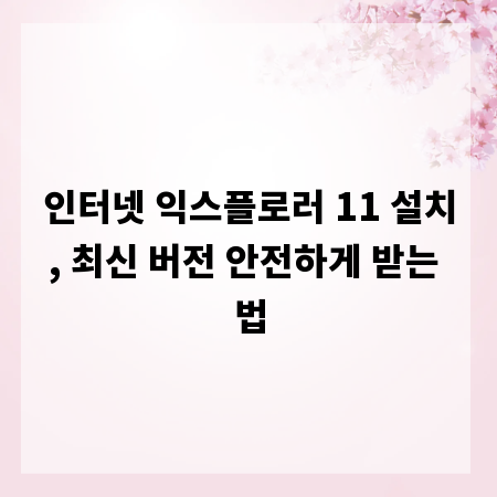 인터넷 익스플로러 11 설치, 최신 버전 안전하게 받는 법