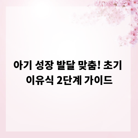 아기 성장 발달 맞춤! 초기 이유식 2단계 가이드