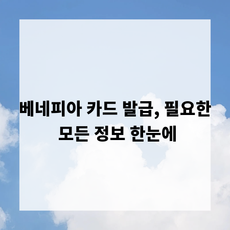 베네피아 카드 발급, 필요한 모든 정보 한눈에