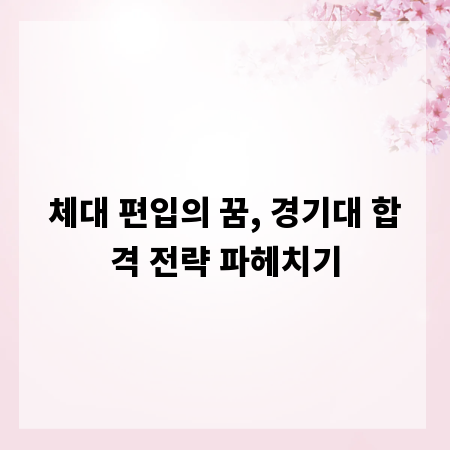 체대 편입의 꿈, 경기대 합격 전략 파헤치기