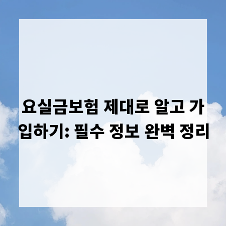 요실금보험 제대로 알고 가입하기: 필수 정보 완벽 정리