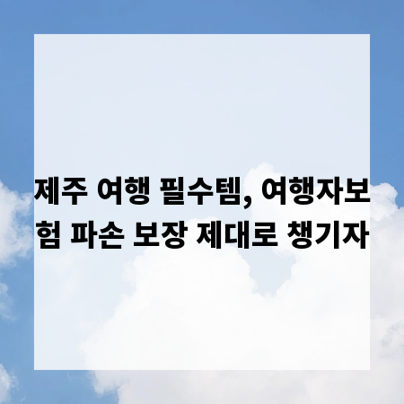 제주 여행 필수템, 여행자보험 파손 보장 제대로 챙기자