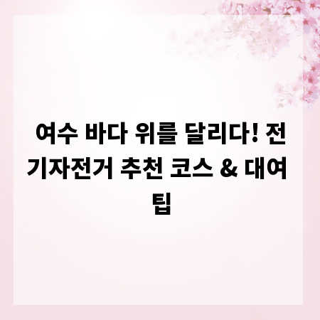 여수 바다 위를 달리다! 전기자전거 추천 코스 & 대여 팁
