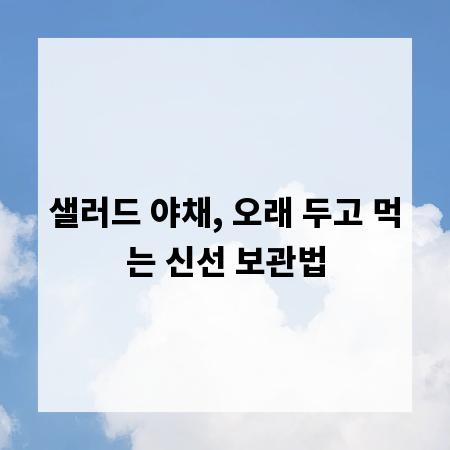 샐러드 야채, 오래 두고 먹는 신선 보관법