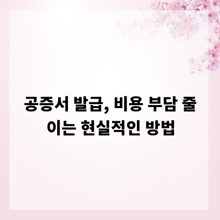공증서 발급, 비용 부담 줄이는 현실적인 방법