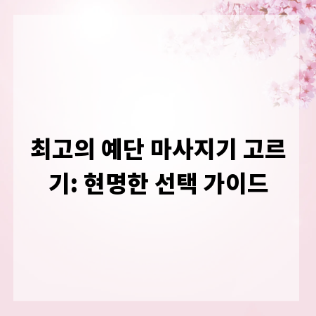 최고의 예단 마사지기 고르기: 현명한 선택 가이드