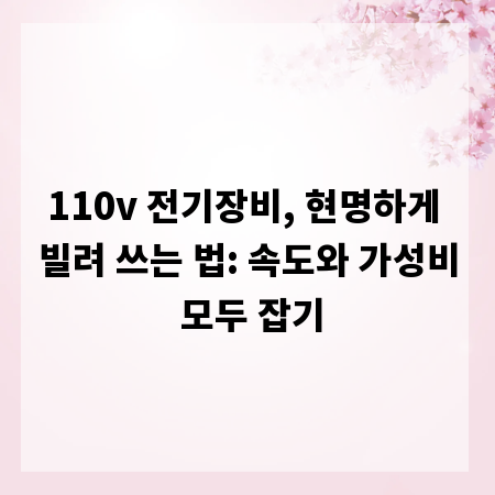 110v 전기장비, 현명하게 빌려 쓰는 법: 속도와 가성비 모두 잡기