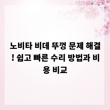 노비타 비데 뚜껑 문제 해결! 쉽고 빠른 수리 방법과 비용 비교