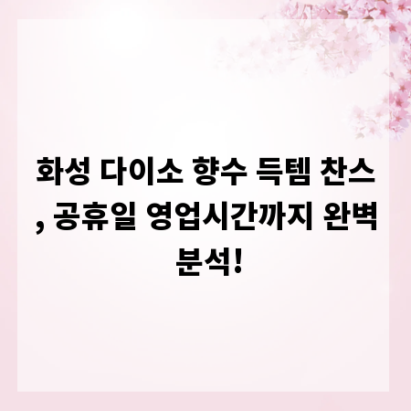 화성 다이소 향수 득템 찬스, 공휴일 영업시간까지 완벽 분석!
