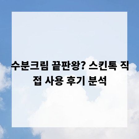 수분크림 끝판왕? 스킨톡 직접 사용 후기 분석