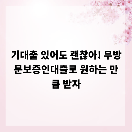 기대출 있어도 괜찮아! 무방문보증인대출로 원하는 만큼 받자