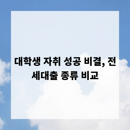 대학생 자취 성공 비결, 전세대출 종류 비교
