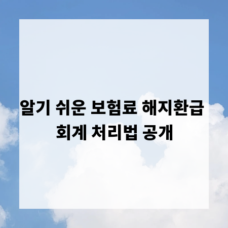 알기 쉬운 보험료 해지환급 회계 처리법 공개
