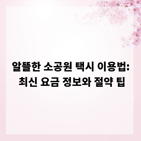 알뜰한 소공원 택시 이용법: 최신 요금 정보와 절약 팁