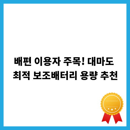 배편 이용자 주목! 대마도 최적 보조배터리 용량 추천