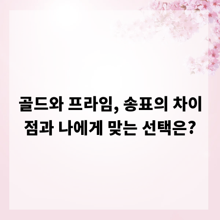 골드와 프라임, 송표의 차이점과 나에게 맞는 선택은?