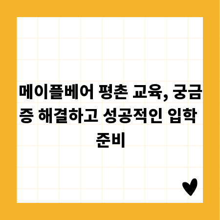 메이플베어 평촌 교육, 궁금증 해결하고 성공적인 입학 준비