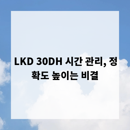 LKD 30DH 시간 관리, 정확도 높이는 비결