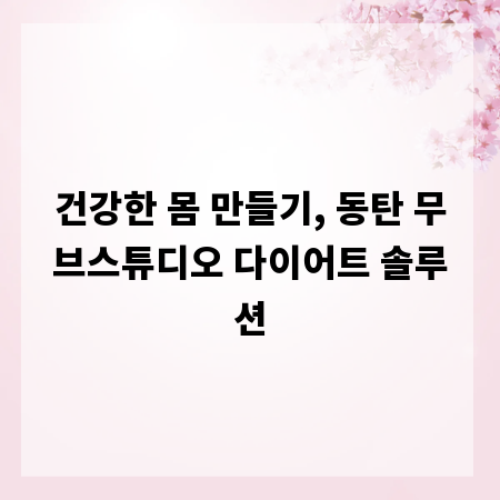 건강한 몸 만들기, 동탄 무브스튜디오 다이어트 솔루션