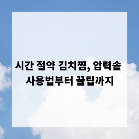시간 절약 김치찜, 압력솥 사용법부터 꿀팁까지