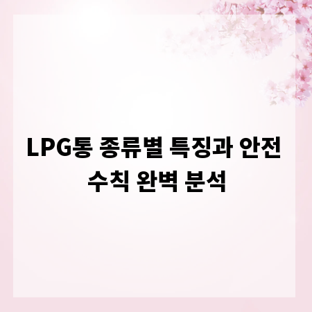 LPG통 종류별 특징과 안전 수칙 완벽 분석