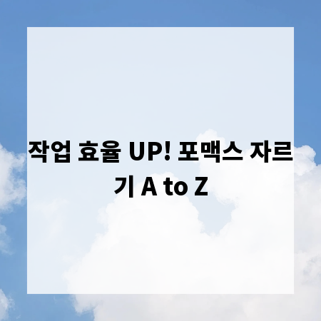 작업 효율 UP! 포맥스 자르기 A to Z