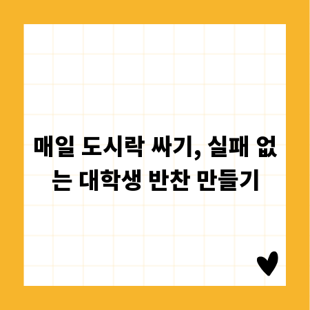 매일 도시락 싸기, 실패 없는 대학생 반찬 만들기